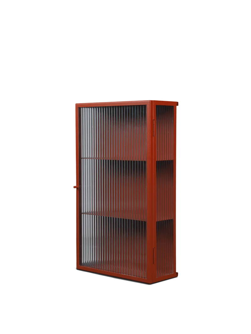 Haze Wall Cabinet - Reeded Glass - Oxide Red