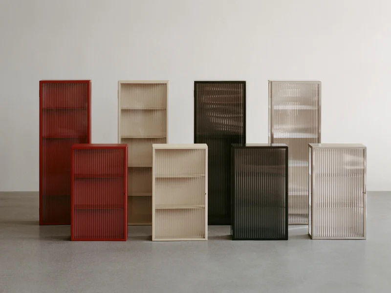 Haze Wall Cabinet - Reeded Glass - Brushed Stainless Steel
