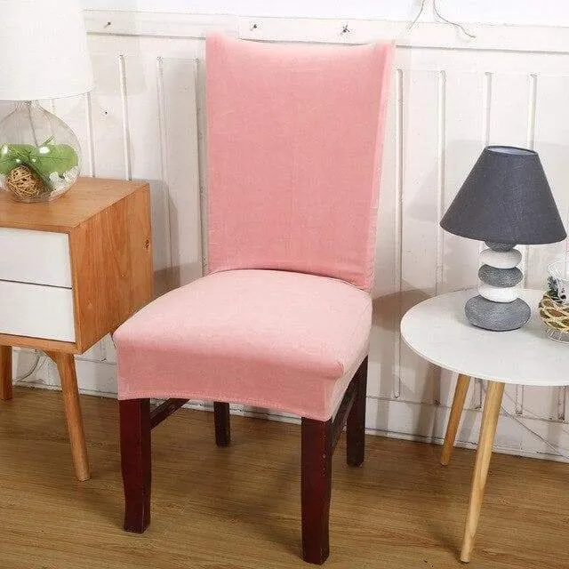 Housse de Chaise Velours Rose Pale