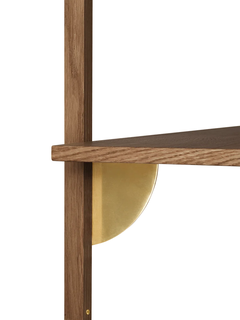 Sector Shelf - Triple - Wide - Smoked Oak/Brass