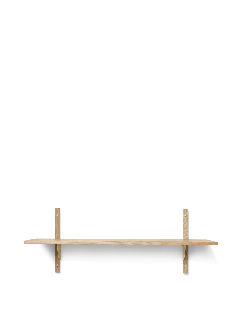Sector Shelf - Single - Wide - Natural Oak/Brass