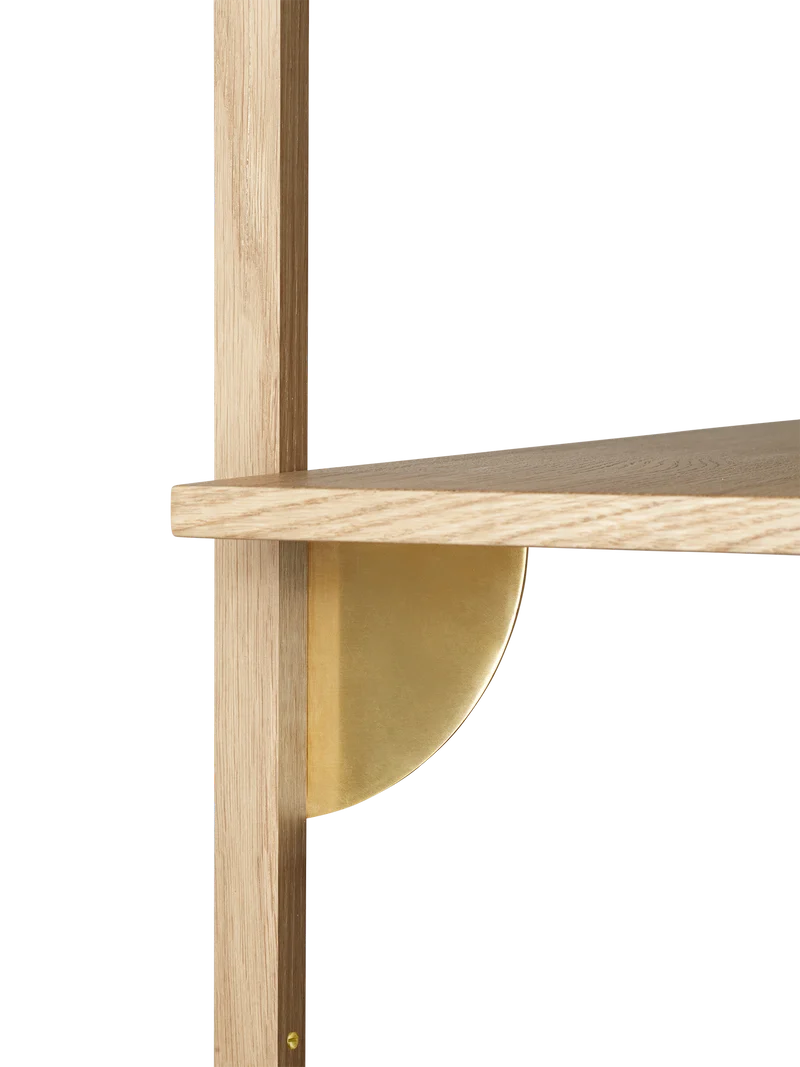 Sector Shelf - Single - Wide - Natural Oak/Brass