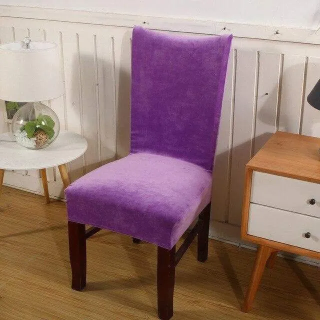 Housse de Chaise Velours Violet Améthyste