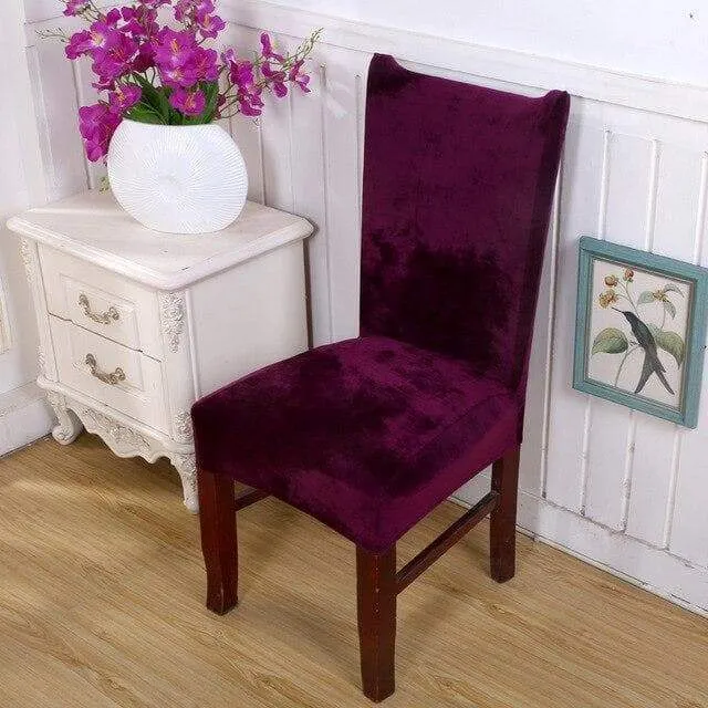 Housse de Chaise Velours Prune