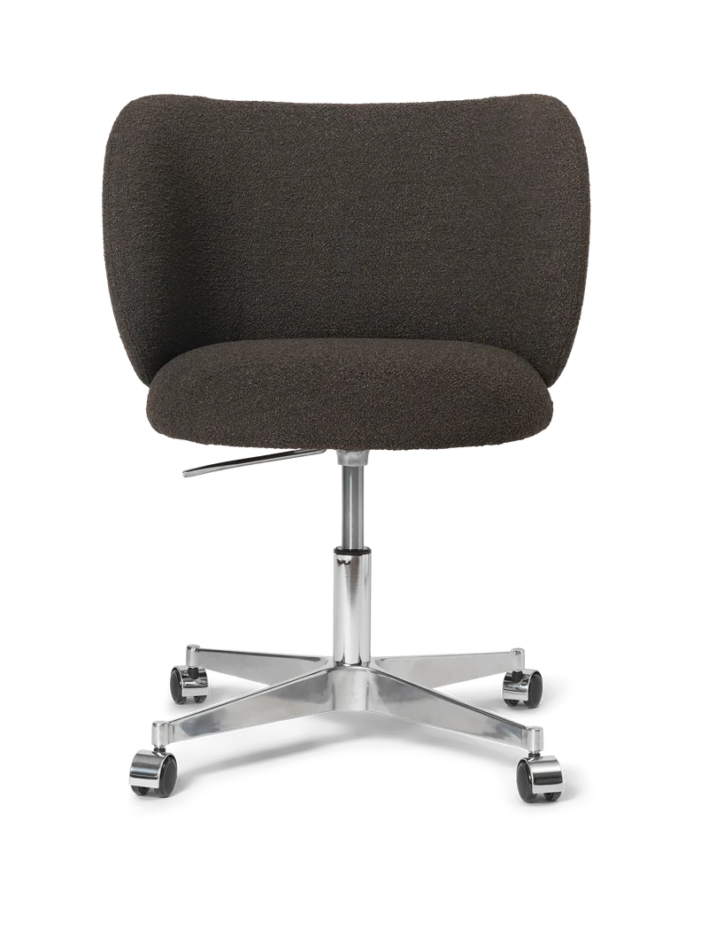 Rico Dining Chair - Castors - Soft Bouclé - Dark Brown