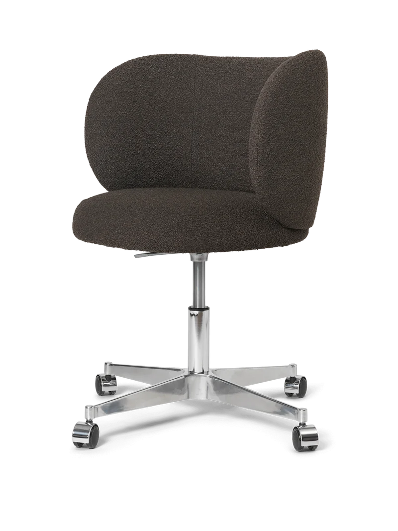 Rico Dining Chair - Castors - Soft Bouclé - Dark Brown