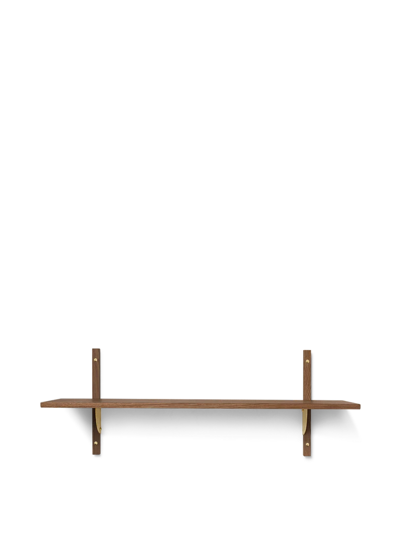 Sector Shelf - Single - Wide - Smoked Oak/Brass