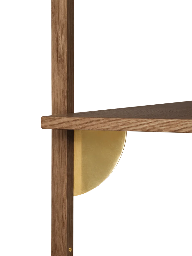 Sector Shelf - Single - Wide - Smoked Oak/Brass