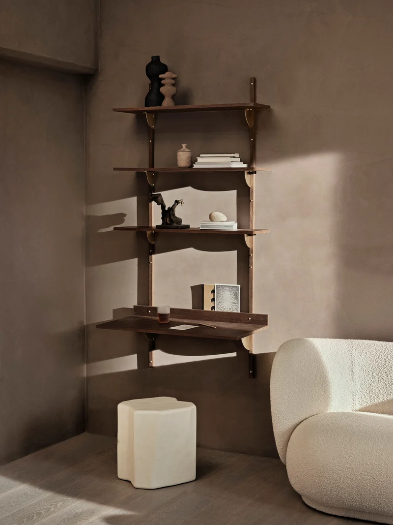 Sector Desk - Smoked Oak/Brass