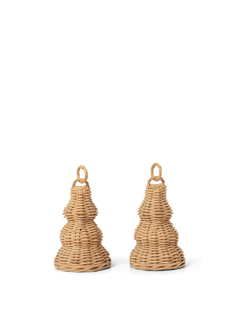 Braided Bell Baubles - Set of 2 - Natural