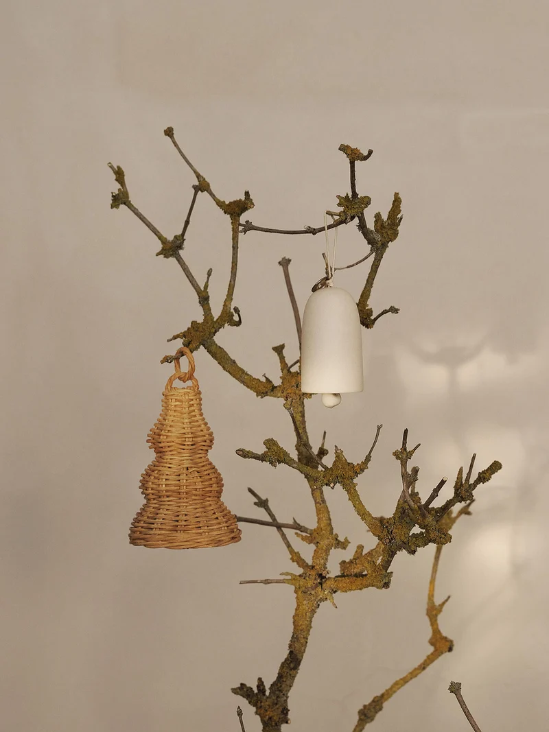Braided Bell Baubles - Set of 2 - Natural
