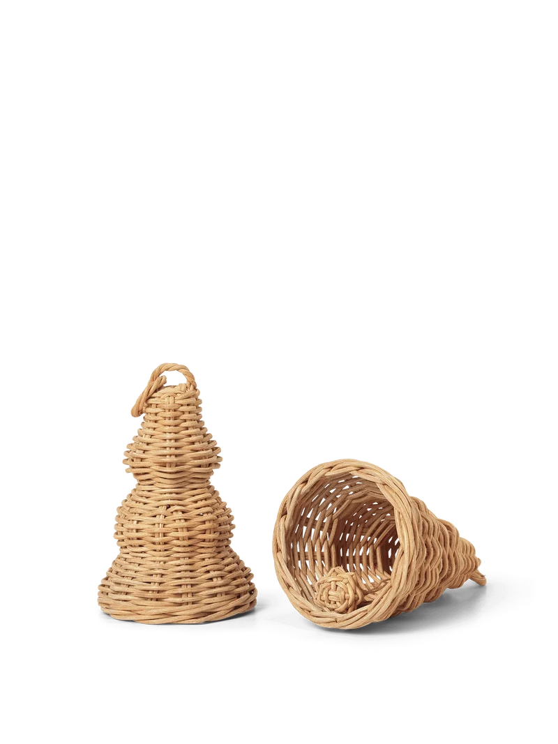 Braided Bell Baubles - Set of 2 - Natural