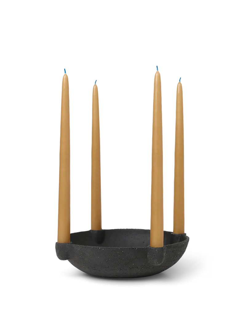 Bowl Candle Holder - Large - Ceramic - Dark Grey