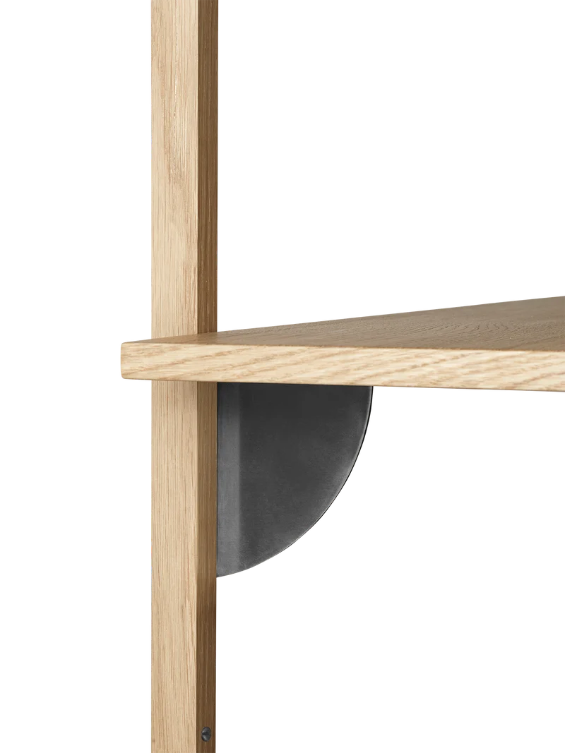 Sector Shelf - Triple - Wide - Natural Oak/Black Brass