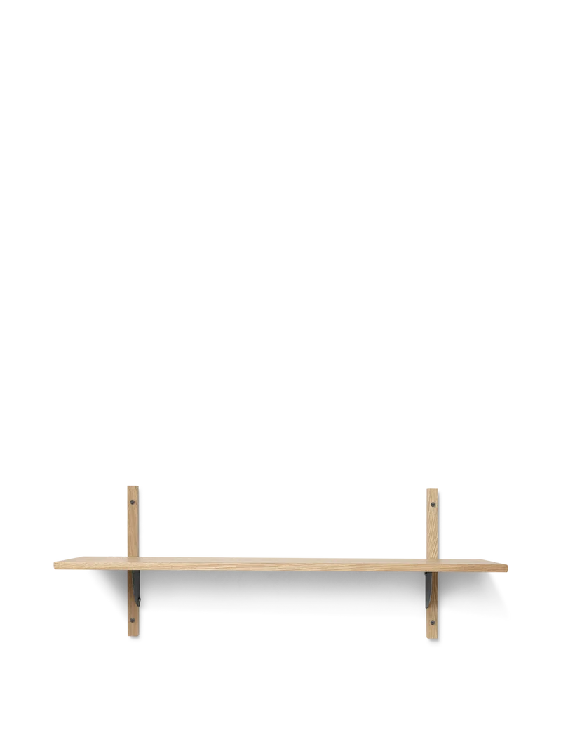 Sector Shelf - Single - Wide - Natural Oak/Black Brass