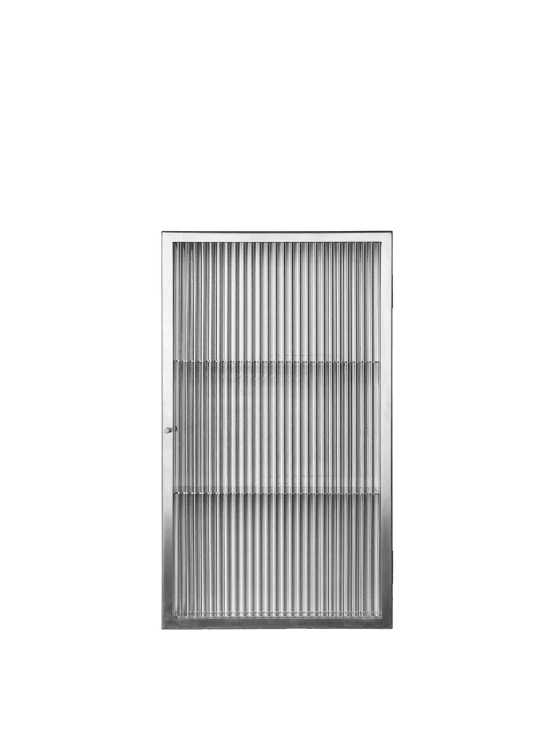 Haze Wall Cabinet - Reeded Glass - Brushed Stainless Steel