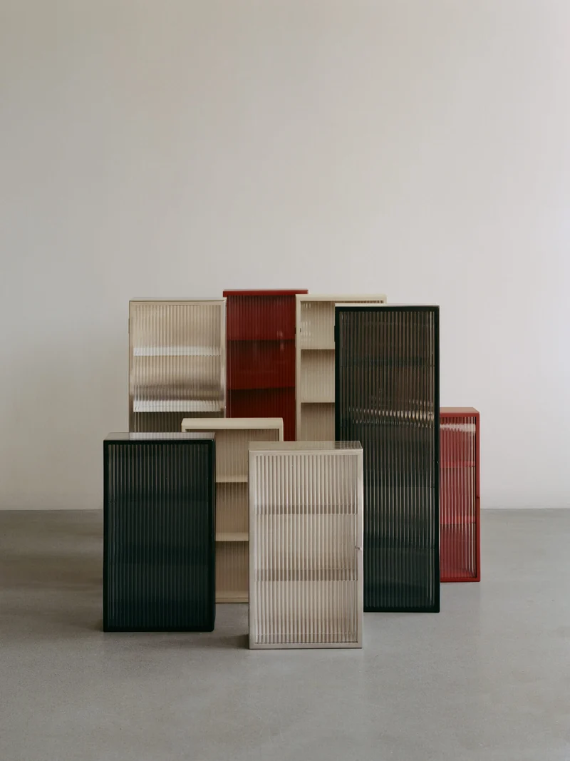 Haze Wall Cabinet - Reeded Glass - Brushed Stainless Steel
