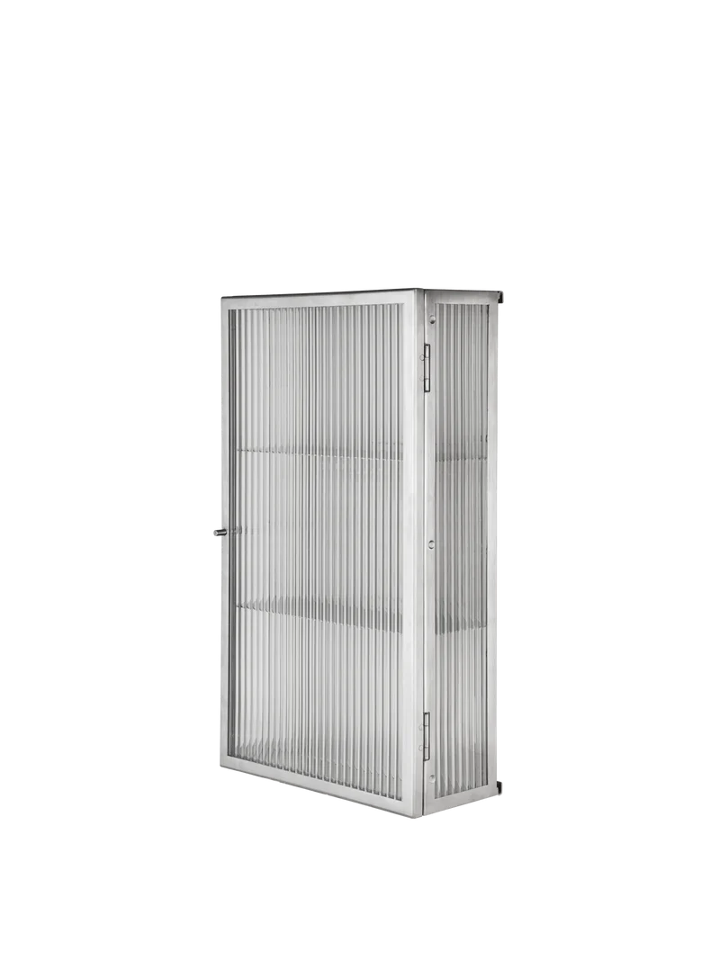 Haze Wall Cabinet - Reeded Glass - Brushed Stainless Steel
