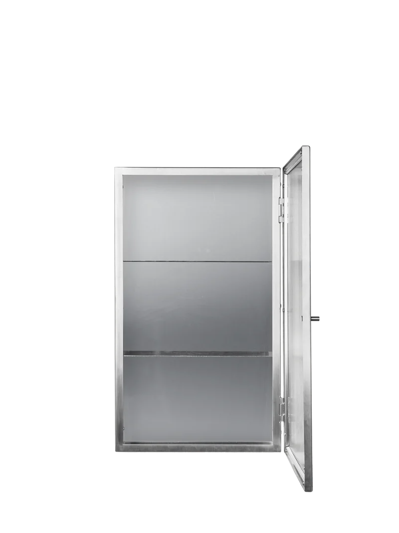 Haze Wall Cabinet - Reeded Glass - Brushed Stainless Steel
