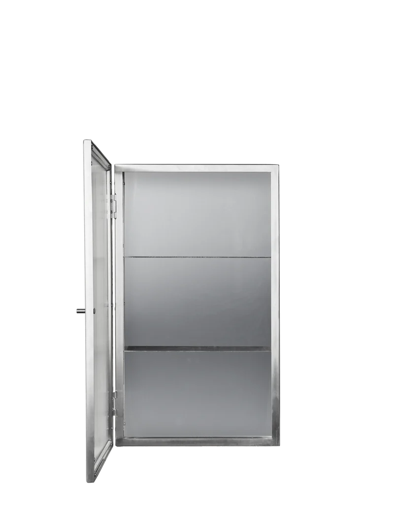 Haze Wall Cabinet - Reeded Glass - Brushed Stainless Steel