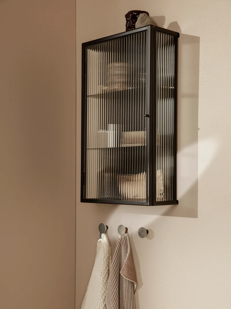 Haze Wall Cabinet - Reeded Glass - Black