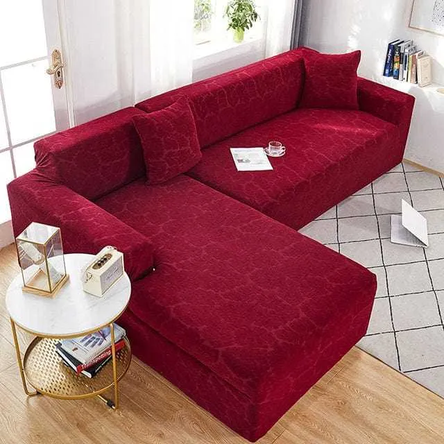 Housse canapé d'angle SISITAR, protection en tissu jaquard