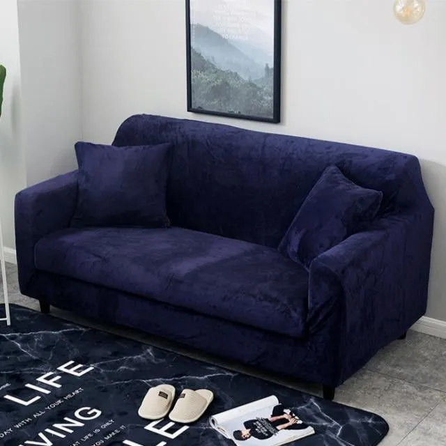 Housse de Canapé Bleu Marine Velours