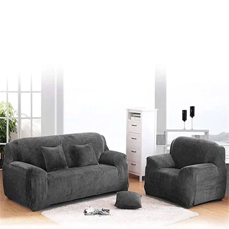 Housse de Canapé Gris Anthracite Velours