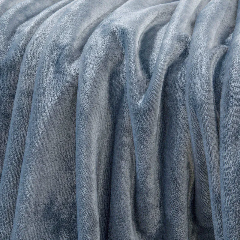Plaid Canapé en Flanelle Bleu Ciel à Pompons