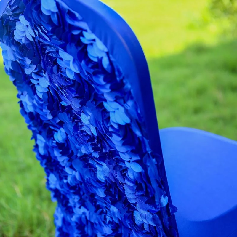 Housse de Chaise de Mariage Fleurs Bleu