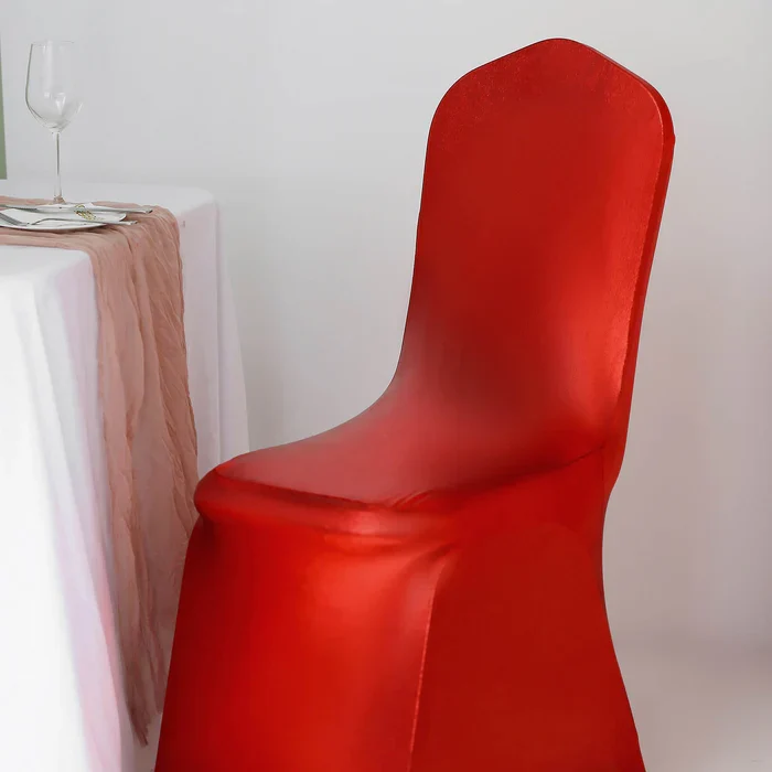 Housse de Chaise de Mariage Rouge Métallique