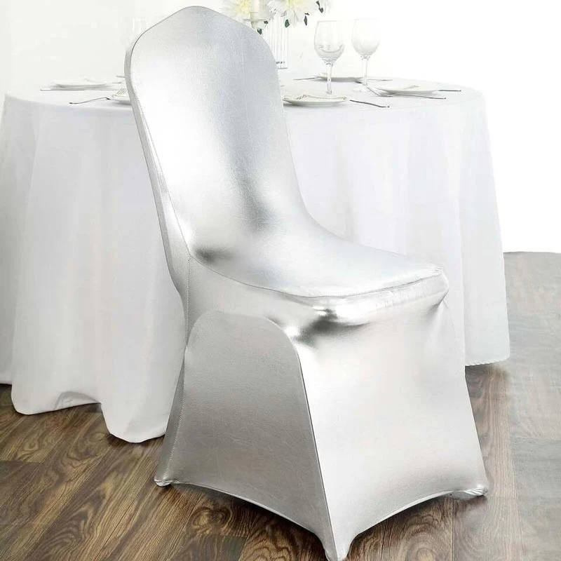 Housse de Chaise de Mariage Argent Métallique