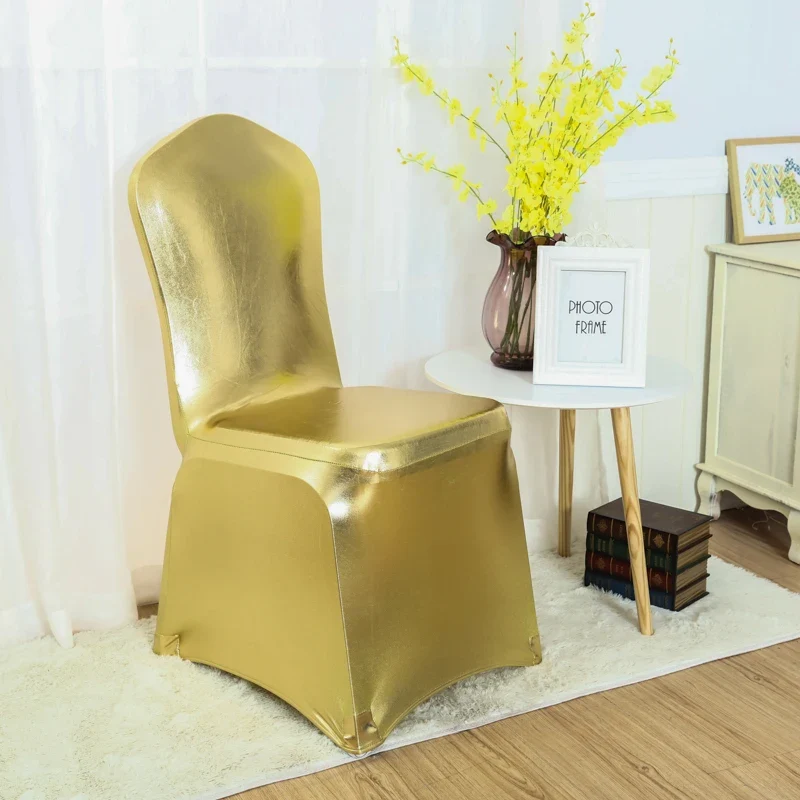 Housse de Chaise de Mariage Or Métallique