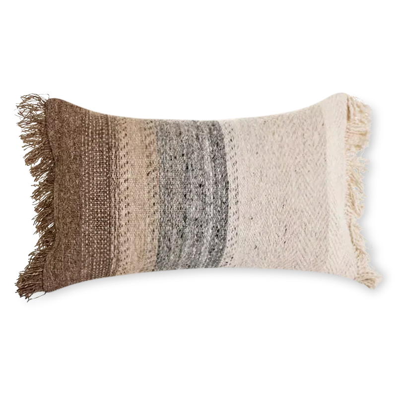 Carmen - rectangular cushion in brown, gray, and cream