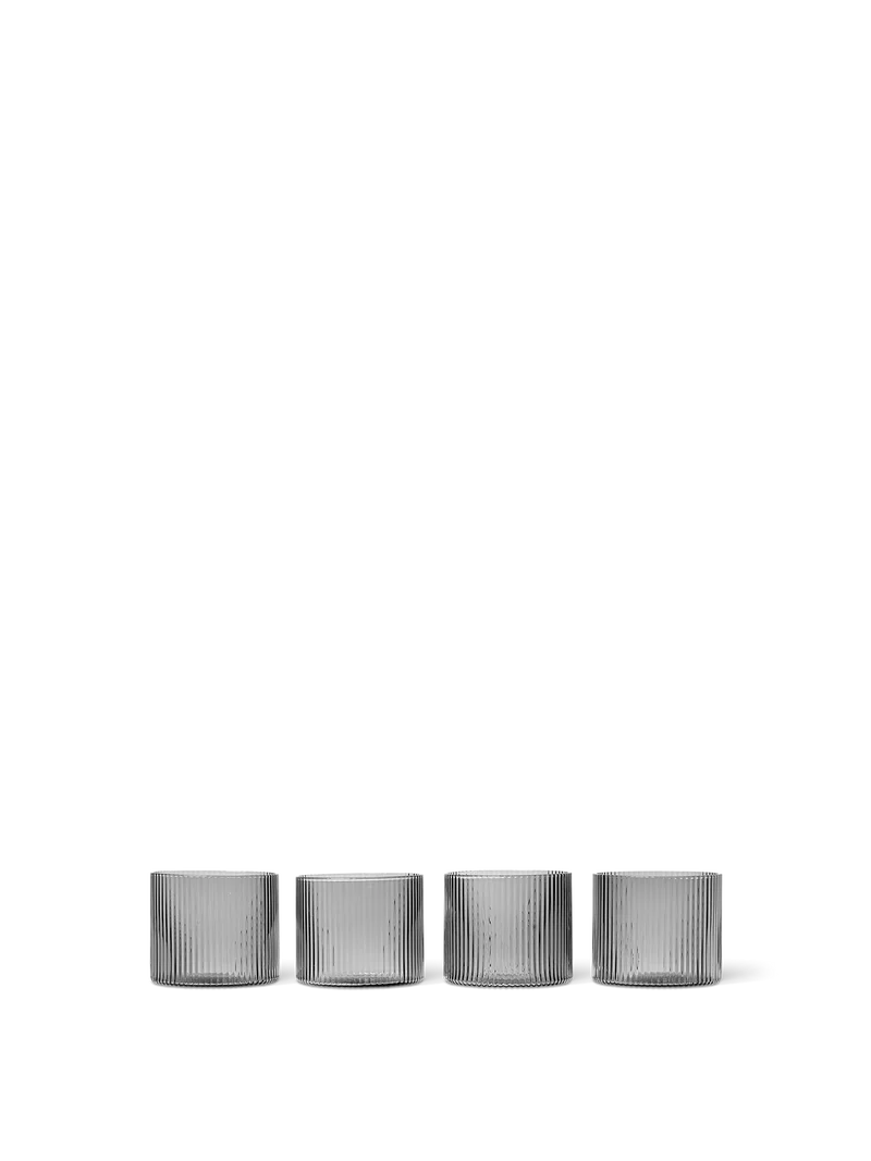 Ripple Low Glasses - Set of 4 - Smoked Grey