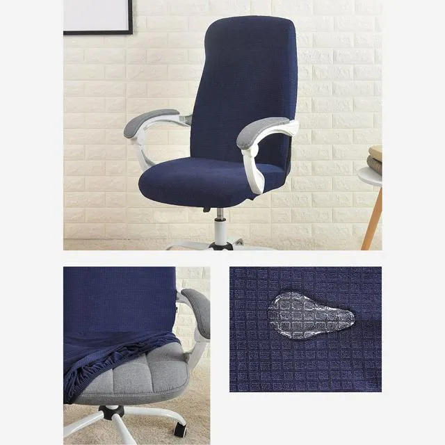 Housse de Chaise de Bureau Jacquard Bleu Marine