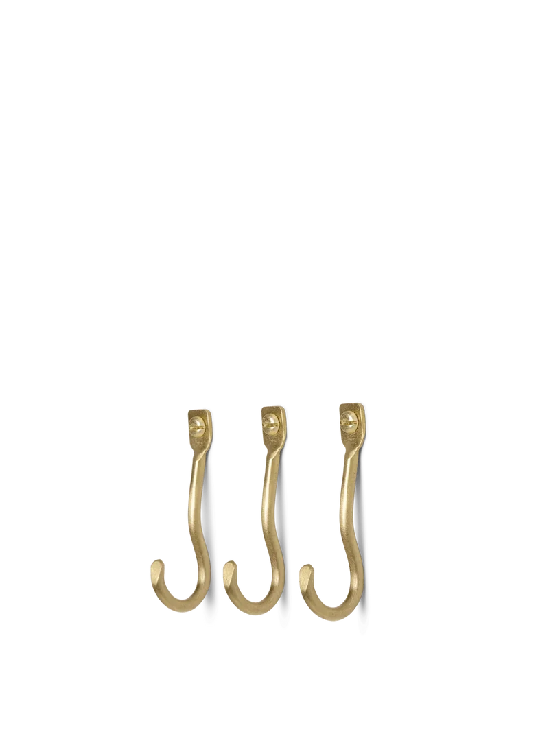 Curvature Hooks - Set of 3 - Brass