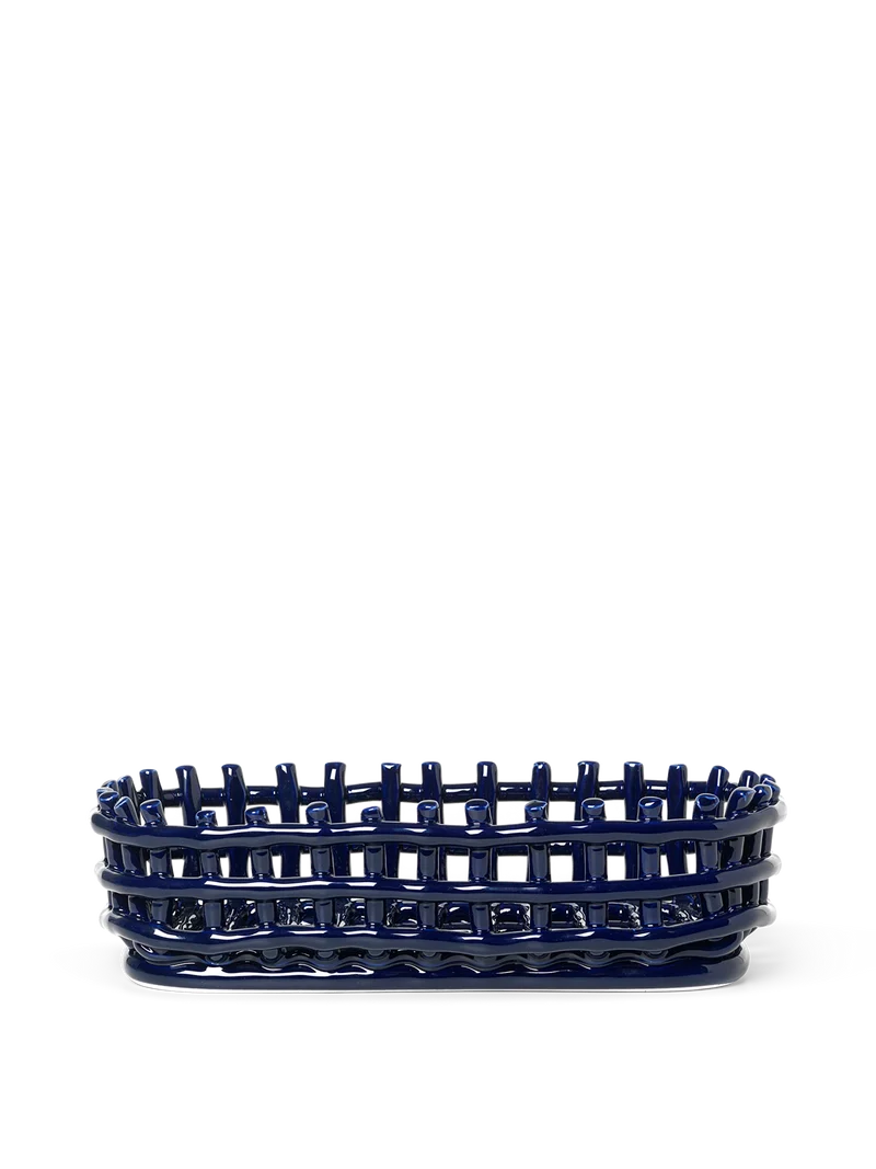 Ceramic Basket - Oval - Blue