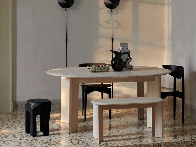 Bevel Table - Extendable x 2 - White Oiled Beech