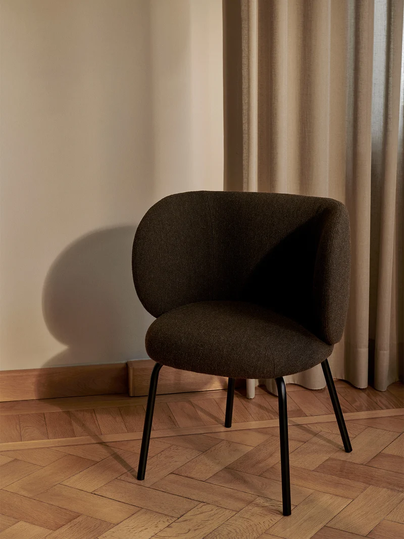 Rico Dining Chair - Black - Hallingdal - Dark Grey/Brown