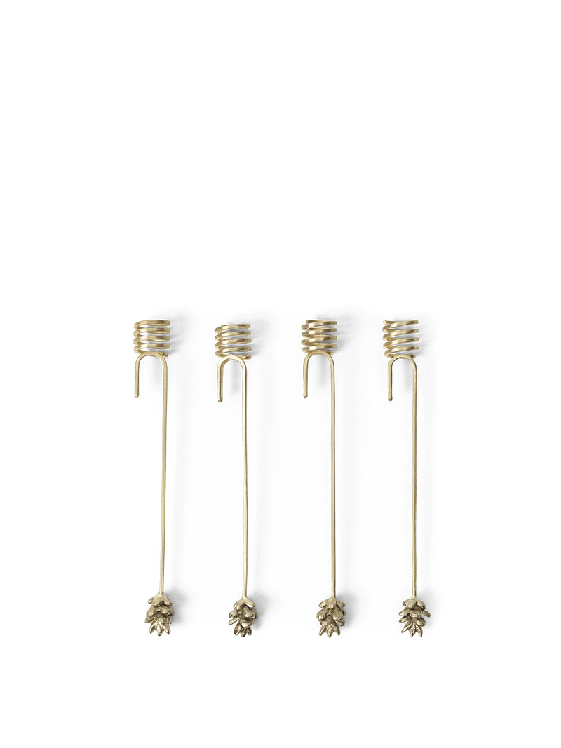 Forest Christmas Tree Candle Holders - Set of 4 - Brass
