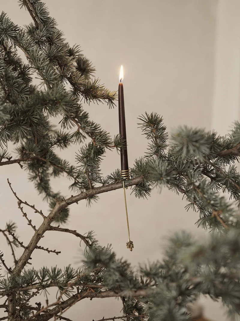 Forest Christmas Tree Candle Holders - Set of 4 - Brass