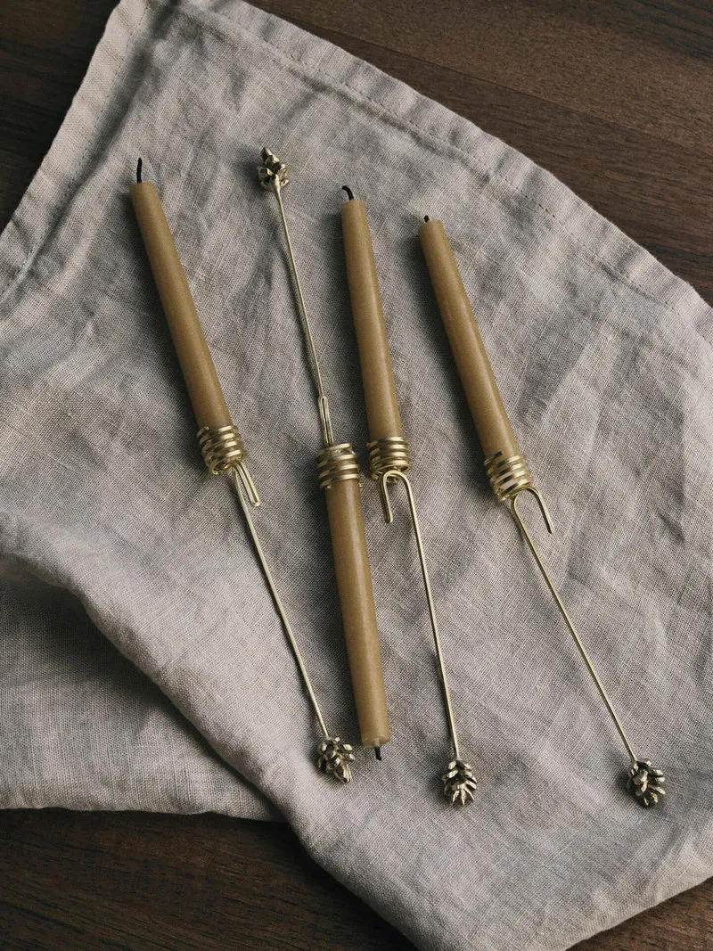 Forest Christmas Tree Candle Holders - Set of 4 - Brass