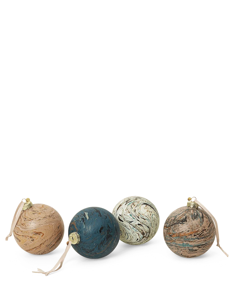 Marble Baubles - L - Set of 4 - Mixed