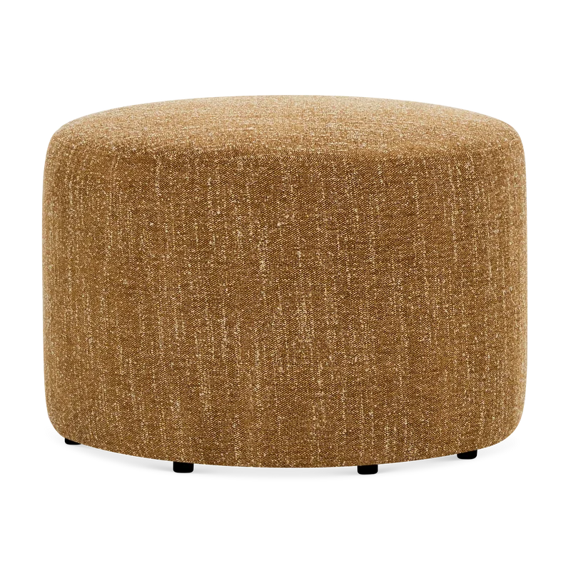 Caramel - Round Pouf in Yellow Fabric