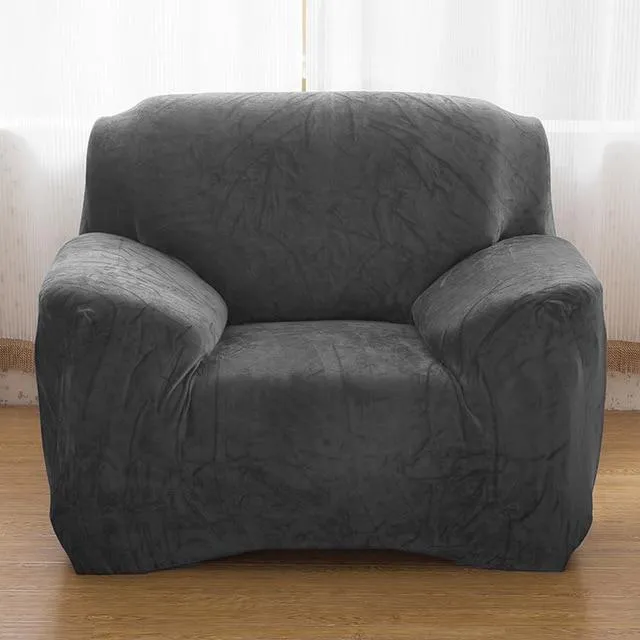 Housse Pour Fauteuil Club Velours Gris Anthracite