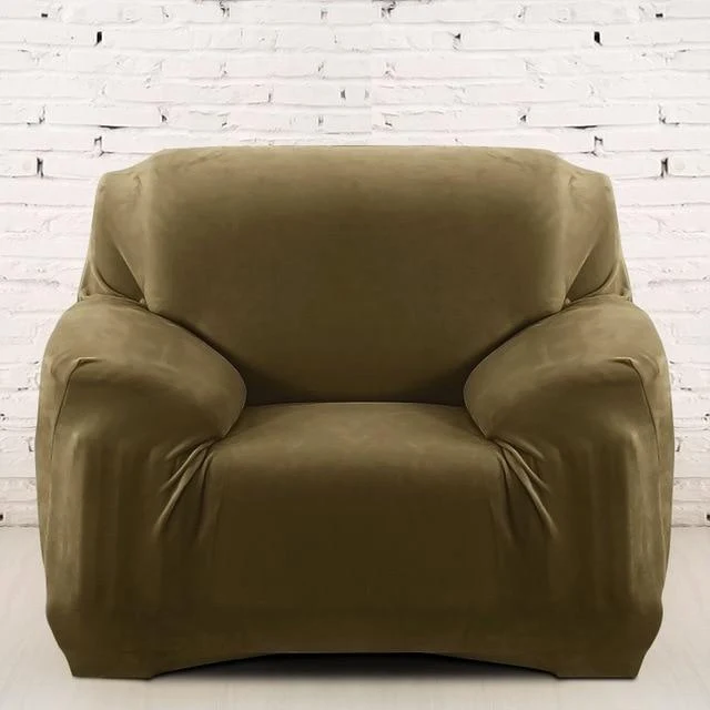 Housse Pour Fauteuil Club Velours Kaki