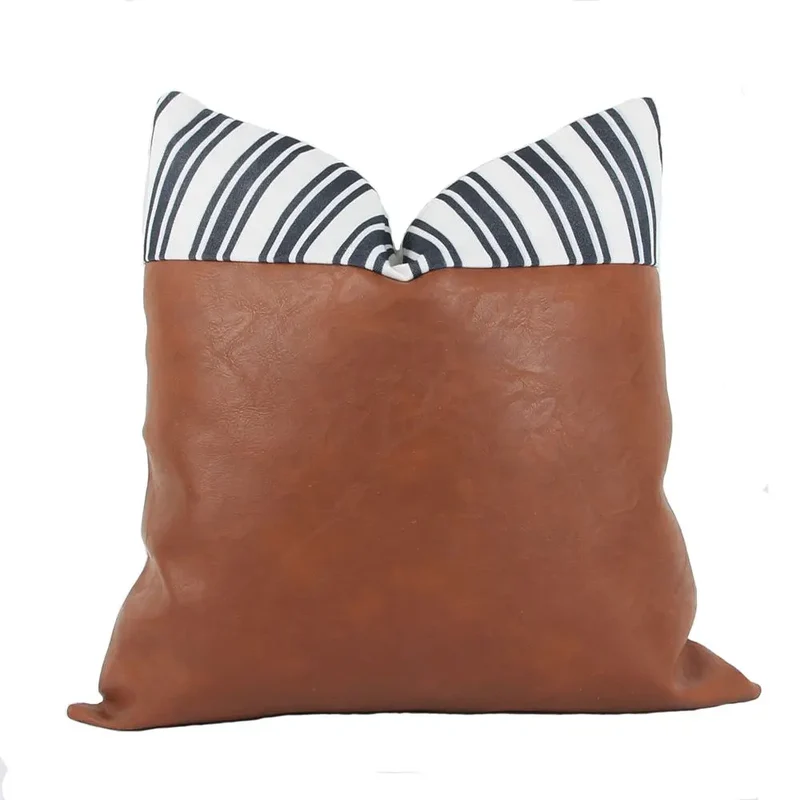 Housse de Coussin Cuir Rayé EVORA