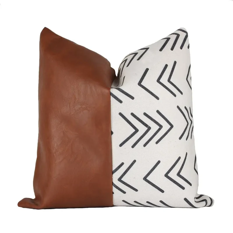 Housse de Coussin Cuir Rayé EVORA