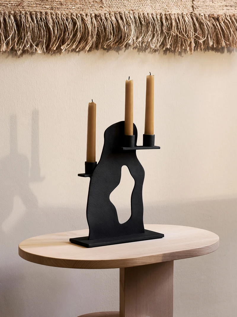 Erode Candle Holder - Black Aluminium